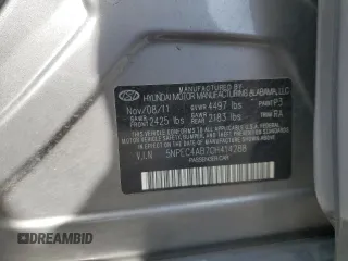 2012 Hyundai Sonata SE with VIN 5NPEC4AB7CH414288, listed as a Copart auction lot 51987105 with 98,385 mi miles and Salvage Title. Bid and sale history available at carsss.com. Image 14.
