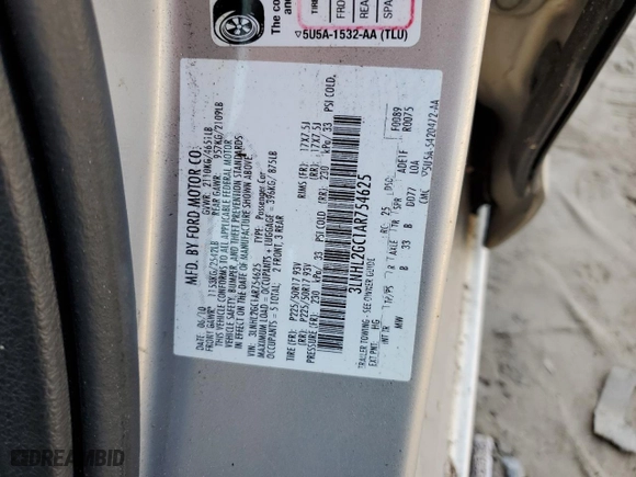 2010 Lincoln MKZ with VIN 3LNHL2GC1AR754625, listed as a Copart auction lot 52098585 with 136,802 mi miles and Clean Title. Bid and sale history available at carsss.com. Image 12.