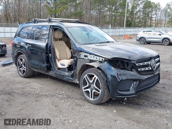 2019 Mercedes-Benz GLS 550 with VIN 4JGDF7DEXKB206377, listed as a IAAI auction lot 41263503 with 83,842 mi miles and . Bid and sale history available at DreamBid. Image 1.