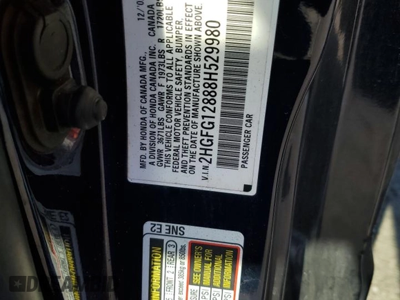 2008 Honda Civic Cpe EX with VIN 2HGFG12888H529980, listed as a Copart auction lot 47236485 with 203,192 mi miles and Salvage Title. Bid and sale history available at carsss.com. Image 14.