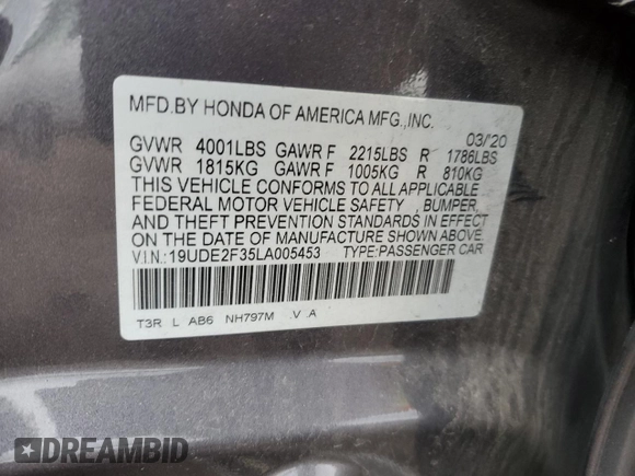 2020 Acura ILX z VIN 19UDE2F35LA005453, wystawiony jako Copart lot #50831465 z przebiegiem 61 190 mil mil oraz Szkoda całkowita • Salvage title. Historia ofert i sprzedaży dostępna na DreamBid. Obrazek 13.