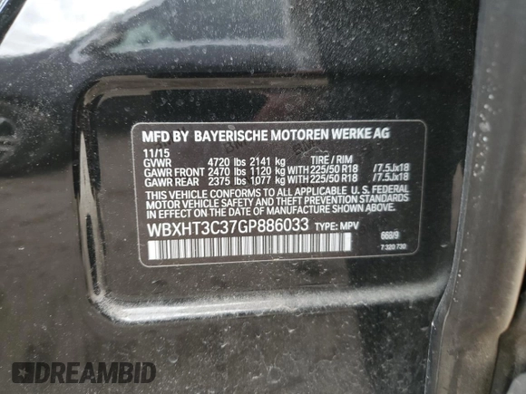 2016 BMW X1 xDrive28i with VIN WBXHT3C37GP886033, listed as a Copart auction lot 39359283 with 61,840 mi miles. Bid and sale history available at carsss.com. Image 12.