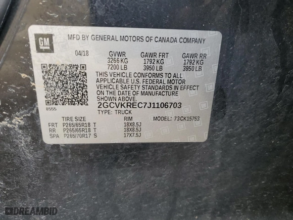 2018 Chevrolet Silverado 1500 LT with VIN 2GCVKREC7J1106703, listed as a Copart auction lot 43283895 with 163,303 mi miles and Salvage Title. Bid and sale history available at carsss.com. Image 12.