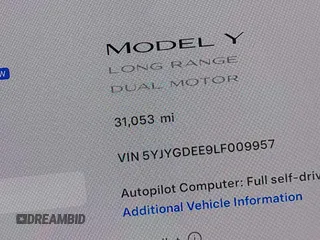 2020 Tesla Model Y Long Range with VIN 5YJYGDEE9LF009957, listed as a IAAI auction lot 41780248 with 31,053 mi miles and . Bid and sale history available at DreamBid. Image 16.