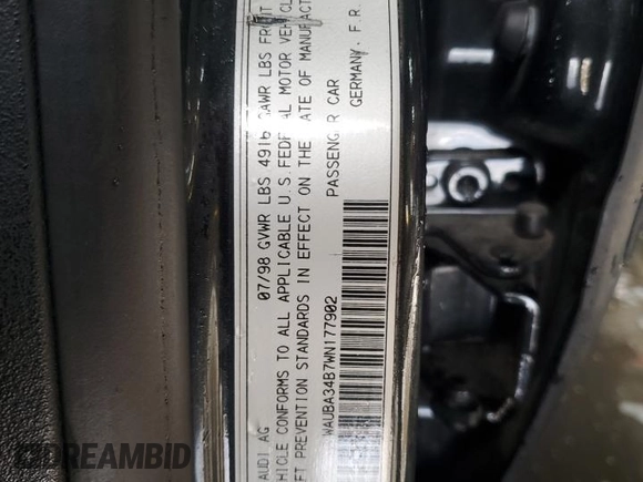 1998 Audi A6 with VIN WAUBA34B7WN177902, listed as a Copart auction lot 44365815 with 161,476 mi miles and Salvage Title. Bid and sale history available at carsss.com. Image 12.