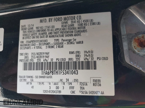 2015 Ford Mustang EcoBoost z VIN 1FA6P8TH1F5341043, wystawiony jako IAAI lot #42046760 z przebiegiem 61 291 mil mil oraz . Historia ofert i sprzedaży dostępna na DreamBid. Obrazek 9.