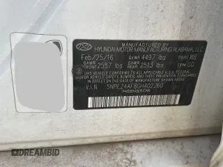 2016 Hyundai Sonata SE with VIN 5NPE24AF8GH402260, listed as a Copart auction lot 54110055 with 218,272 mi miles and Clean Title. Bid and sale history available at carsss.com. Image 10.