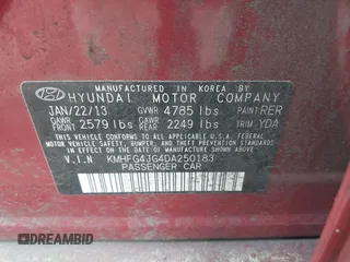 2013 Hyundai Azera с VIN KMHFG4JG4DA250183, выставлен на аукционе IAAI как лот 42511640 с пробегом 203 868 миль миль и . История ставок и продаж доступна на DreamBid. Изображение 9.