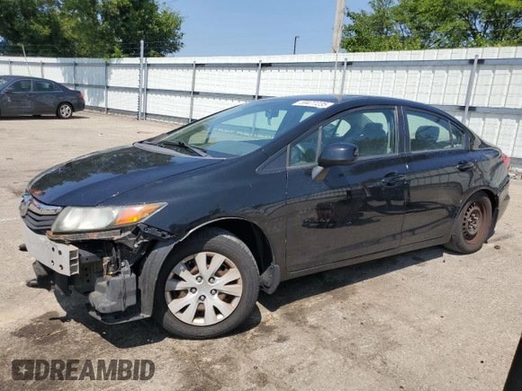 2012 Honda Civic LX z VIN 19XFB2F50CE051626, wystawiony jako Copart lot #59477235 z przebiegiem 126 225 mil mil oraz Szkoda całkowita • Salvage title. Historia ofert i sprzedaży dostępna na DreamBid. Obrazek 1.
