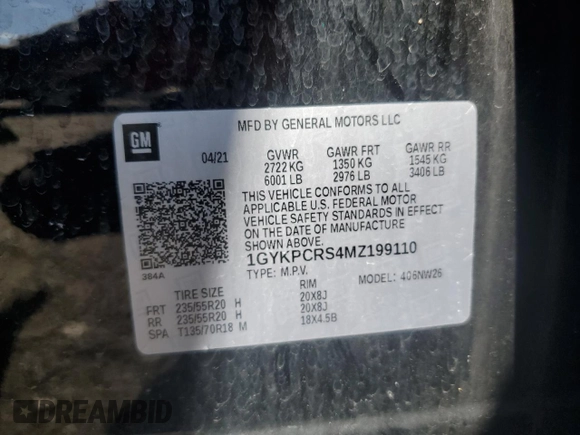 2021 Cadillac XT6 Premium Luxury with VIN 1GYKPCRS4MZ199110, listed as a Copart auction lot 51798905 with 66,486 mi miles and Salvage Title. Bid and sale history available at DreamBid. Image 13.