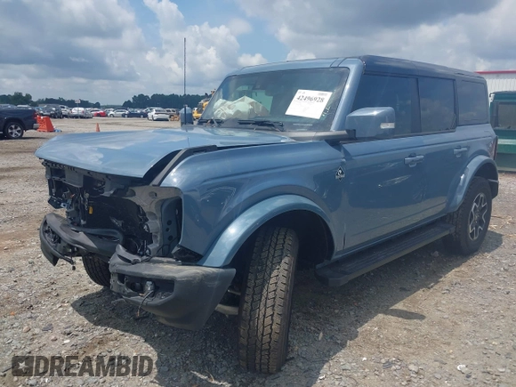 2024 Ford Bronco Outer Banks with VIN 1FMDE8BH5RLA98387, listed as a IAAI auction lot 42496928 with 6,433 mi miles and . Bid and sale history available at DreamBid. Image 2.