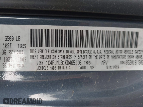 2019 Jeep Cherokee Latitude Plus with VIN 1C4PJMLB1KD465110, listed as a IAAI auction lot 42527260 with 32,579 mi miles and . Bid and sale history available at DreamBid. Image 9.