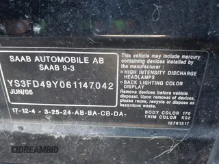 2006 Saab 9-3 z VIN YS3FD49Y061147042, wystawiony jako IAAI lot #41941819 z przebiegiem 95 290 mil mil oraz . Historia ofert i sprzedaży dostępna na DreamBid. Obrazek 9.