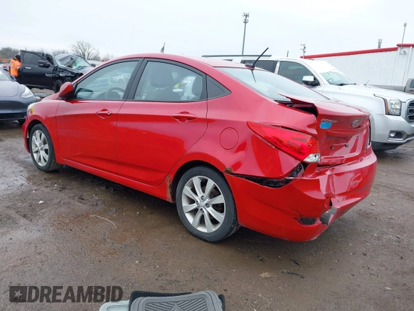 2012 Hyundai Accent GLS with VIN KMHCU4AEXCU168661, listed as a IAAI auction lot 41963258 with 216,006 mi miles. Bid and sale history available at carsss.com. Image 3.