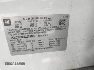 2016 Chevrolet Trax LS z VIN 3GNCJKSB0GL259709, wystawiony jako IAAI lot #42378736 z przebiegiem 114 054 mil mil oraz . Historia ofert i sprzedaży dostępna na DreamBid. Obrazek 9.