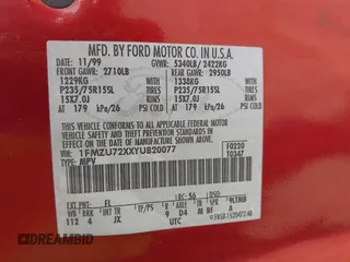 2000 Ford Explorer XLS с VIN 1FMZU72XXYUB20077, выставлен на аукционе IAAI как лот 42744904 с пробегом 149 319 миль миль и . История ставок и продаж доступна на DreamBid. Изображение 9.