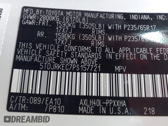 2023 Toyota Sienna XLE с VIN 5TDJRKEC7PS157721, выставлен на аукционе IAAI как лот 41687181 с пробегом 30 351 миль миль и . История ставок и продаж доступна на DreamBid. Изображение 9.