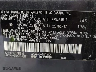 2015 Toyota RAV4 LE with VIN 2T3BFREV1FW268169, listed as a IAAI auction lot 41934152 with 72,840 mi miles. Bid and sale history available at carsss.com. Image 9.