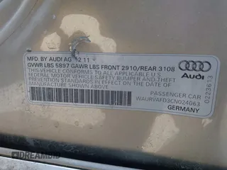 2012 Audi A8 z VIN WAURVAFD3CN024063, wystawiony jako IAAI lot #41706508 z przebiegiem Nie podano mil oraz . Historia ofert i sprzedaży dostępna na DreamBid. Obrazek 9.