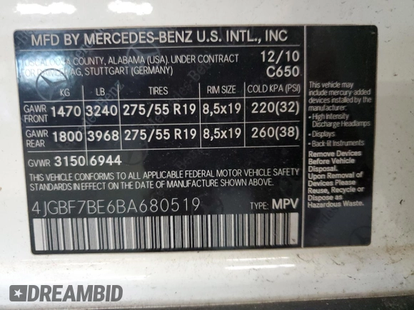 2011 Mercedes-Benz GL-Class GL 450 with VIN 4JGBF7BE6BA680519, listed as a Copart auction lot 55227995 with 214,724 mi miles and Clean Title. Bid and sale history available at carsss.com. Image 13.