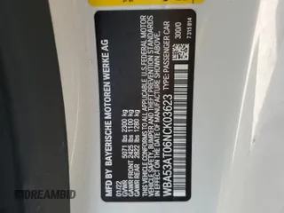 2022 BMW 4 Series M440i with VIN WBA53AT06NCK03623, listed as a Copart auction lot 76490964 with Not provided miles and Salvage title. Bid and sale history available at DreamBid. Image 13.