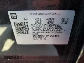 2023 Chevrolet Malibu LT with VIN 1G1ZD5ST2PF221499, listed as a Copart auction lot 52255855 with 45,463 mi miles and Non Repairable. Bid and sale history available at DreamBid. Image 12.