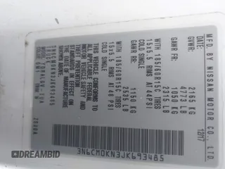 2018 Nissan NV200 SV z VIN 3N6CM0KN3JK693485, wystawiony jako IAAI lot #41699643 z przebiegiem Nie podano mil oraz . Historia ofert i sprzedaży dostępna na DreamBid. Obrazek 9.