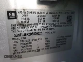 2013 Chevrolet Captiva Sport LTZ with VIN 3GNFL4EK2DS529572, listed as a Copart auction lot 83871784 with 162,198 mi miles and Salvage Title. Bid and sale history available at DreamBid. Image 13.
