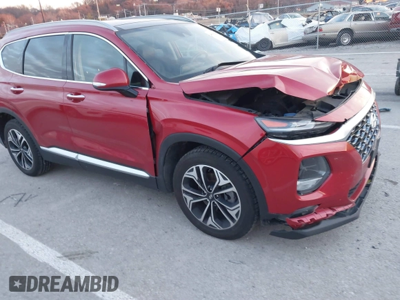 2019 Hyundai Santa Fe Ultimate with VIN 5NMS5CAA4KH105145, listed as a IAAI auction lot 41156214 with 54,796 mi miles and . Bid and sale history available at DreamBid. Image 1.