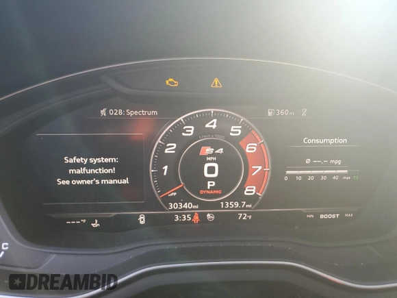 2019 Audi S4 Premium Plus with VIN WAUB4AF4XKA003043, listed as a Copart auction lot 78053854 with 30,340 mi miles and Salvage Title. Bid and sale history available at carsss.com. Image 9.