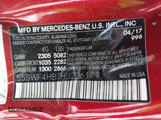 2017 Mercedes-Benz C 350e with VIN 55SWF4HB7HU226179, listed as a IAAI auction lot 41910998 with 95,351 mi miles and . Bid and sale history available at DreamBid. Image 9.