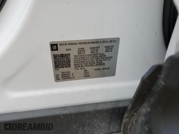 2019 GMC Terrain SLE with VIN 3GKALTEV5KL347979, listed as a Copart auction lot 60926995 with 64,389 mi miles and Clean title. Bid and sale history available at DreamBid. Image 12.