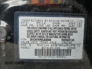 2014 Nissan Versa SV with VIN 3N1CN7AP6EL832846, listed as a Copart auction lot 50629065 with 52,260 mi miles and Salvage Title. Bid and sale history available at DreamBid. Image 15.