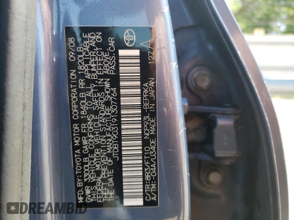 2009 Toyota Yaris z VIN JTDBT903191307764, wystawiony jako Copart lot #53498945 z przebiegiem 212 530 mil mil oraz Szkody całkowita. Historia ofert i sprzedaży dostępna na DreamBid. Obrazek 13.