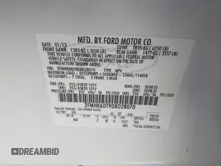 2013 Ford Flex Limited w/EcoBoost with VIN 2FMHK6DT9DBD28070, listed as a IAAI auction lot 41804017 with 156,423 mi miles. Bid and sale history available at carsss.com. Image 9.