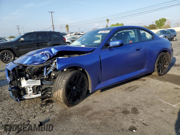 2025 BMW M2 with VIN 3MF23DM03S8E95026, listed as a Copart auction lot 42879435 with 6,399 mi miles and Salvage Title. Bid and sale history available at carsss.com. Image 1.