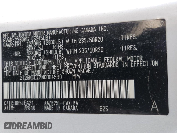 2022 Lexus NX 350h Premium z VIN 2T2GKCEZ7NC004590, wystawiony jako Copart lot #47882885 z przebiegiem 20 339 mil mil oraz Szkoda całkowita • Salvage title. Historia ofert i sprzedaży dostępna na DreamBid. Obrazek 16.