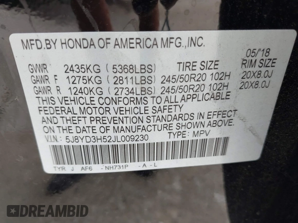 2018 Acura MDX Technology z VIN 5J8YD3H52JL009230, wystawiony jako IAAI lot #42413472 z przebiegiem 61 306 mil mil oraz . Historia ofert i sprzedaży dostępna na DreamBid. Obrazek 9.