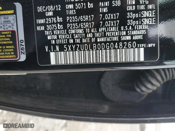 2013 Hyundai Santa Fe Sport with VIN 5XYZUDLB0DG048260, listed as a Copart auction lot 53849625 with 150,901 mi miles and Clean Title. Bid and sale history available at carsss.com. Image 12.