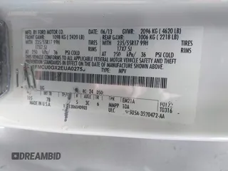 2014 Ford Escape SE with VIN 1FMCU0GX2EUA02753, listed as a IAAI auction lot 42191334 with 205,289 mi miles. Bid and sale history available at carsss.com. Image 9.