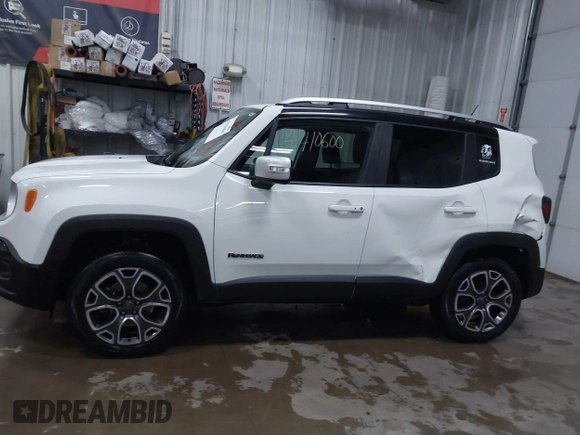 2017 Jeep Renegade Limited with VIN ZACCJBDB4HPG10586, listed as a IAAI auction lot 41410600 with 34,705 mi miles and . Bid and sale history available at DreamBid. Image 14.
