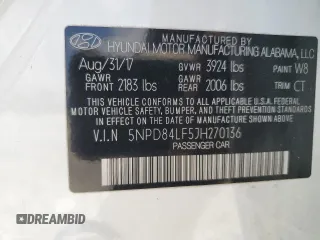 2018 Hyundai Elantra SEL with VIN 5NPD84LF5JH270136, listed as a Copart auction lot 55013155 with 66,573 mi miles and Salvage Title. Bid and sale history available at DreamBid. Image 13.