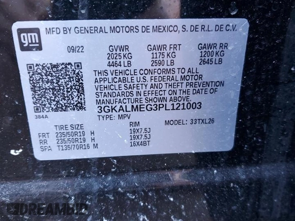 2023 GMC Terrain SLE with VIN 3GKALMEG3PL121003, listed as a Copart auction lot 44304175 with 30,096 mi miles and Non Repairable. Bid and sale history available at DreamBid. Image 13.