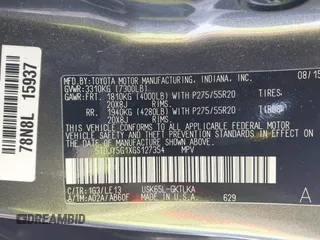 2016 Toyota Sequoia Limited with VIN 5TDJY5G1XGS127354, listed as a IAAI auction lot 41291303 with 106,327 mi miles. Bid and sale history available at carsss.com. Image 9.
