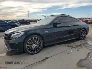 2018 Mercedes-Benz C 43 AMG with VIN WDDWJ6EB0JF668017, listed as a Copart auction lot 43320755 with 99,017 mi miles and Salvage Title. Bid and sale history available at carsss.com. Image 1.