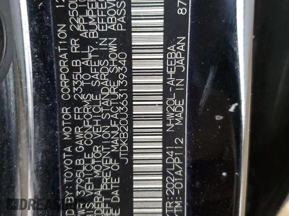 2006 Toyota Prius with VIN JTDKB20U363139340, listed as a Copart auction lot 43422605 with 246,831 mi miles and Salvage Title. Bid and sale history available at carsss.com. Image 12.