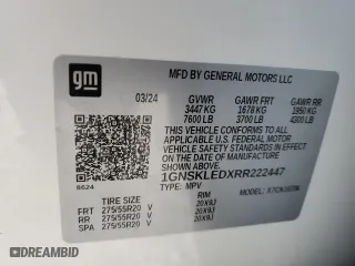 2024 Chevrolet Tahoe Commercial with VIN 1GNSKLEDXRR222447, listed as a Copart auction lot 44606065 with 0 mi miles and Salvage Title. Bid and sale history available at carsss.com. Image 14.