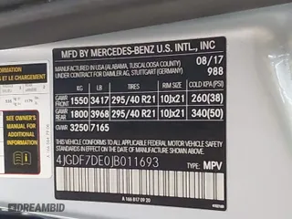 2018 Mercedes-Benz GLS with VIN 4JGDF7DE0JB011693, listed as a IAAI auction lot 41190111 with 38,746 mi miles. Bid and sale history available at carsss.com. Image 9.