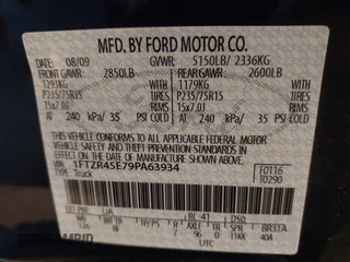 2009 Ford Ranger XLT with VIN 1FTZR45E79PA63934, listed as a IAAI auction lot 41441326 with 153,140 mi miles. Bid and sale history available at carsss.com. Image 9.