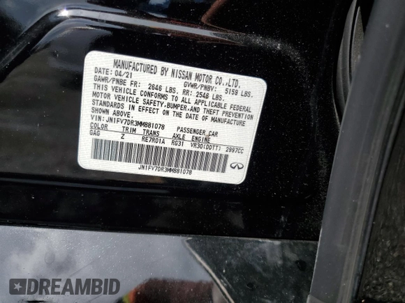 2021 Infiniti Q50 Red Sport 400 with VIN JN1FV7DR3MM881078, listed as a Copart auction lot 71309394 with 28,516 mi miles and Salvage Title. Bid and sale history available at carsss.com. Image 12.